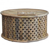 Bristol Carved Round Coffee Table Natural 80cm